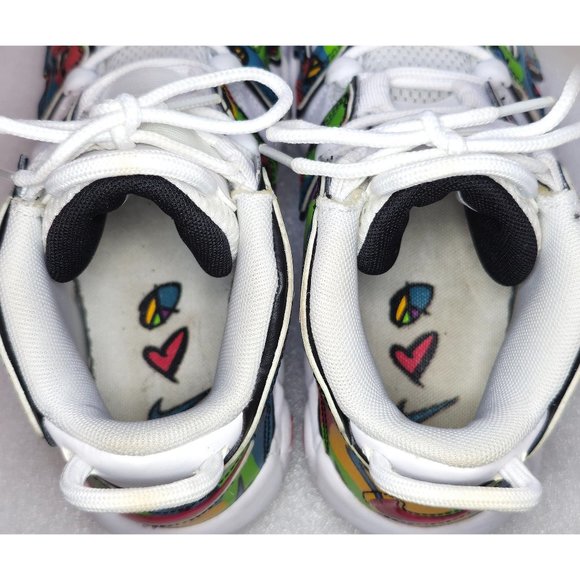 Nike Air More Uptempo GS Peace Love Swoosh Colorful White Mid-Top Sneakers 4Y - Picture 10 of 13
